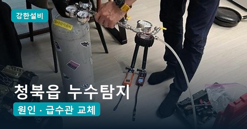 청북읍 누수탐지 | 아래층 주방 천장에 물받이 대야, 위층 베란다 냉장고 옆 바닥 속 급수관이 원인